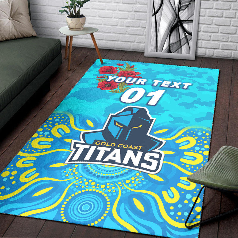 (Custom Personalised) Gold Coast Titans ANZAC 2022 Area Rug Indigenous Vibes - Vibe Hoodie Shop