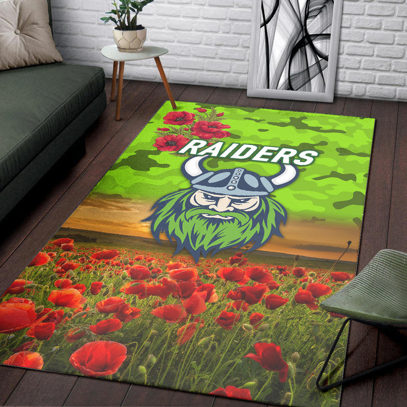 Canberra Raiders ANZAC 2022 Area Rug Poppy Flowers Vibes - Vibe Hoodie Shop