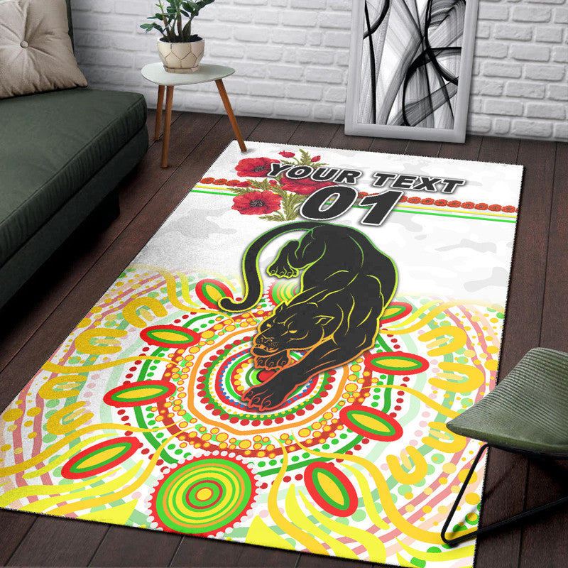 (Custom Personalised) Penrith Panthers ANZAC 2022 Area Rug Indigenous Vibes - White - Vibe Hoodie Shop