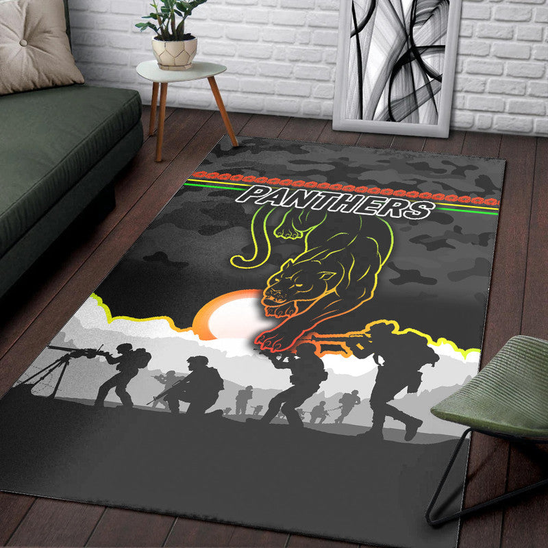 Penrith Panthers ANZAC 2022 Area Rug Simple Style - Black - Vibe Hoodie Shop