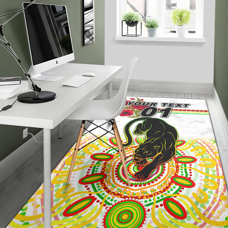 (Custom Personalised) Penrith Panthers ANZAC 2022 Area Rug Indigenous Vibes - White - Vibe Hoodie Shop