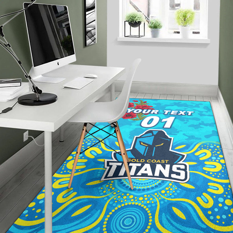 (Custom Personalised) Gold Coast Titans ANZAC 2022 Area Rug Indigenous Vibes - Vibe Hoodie Shop