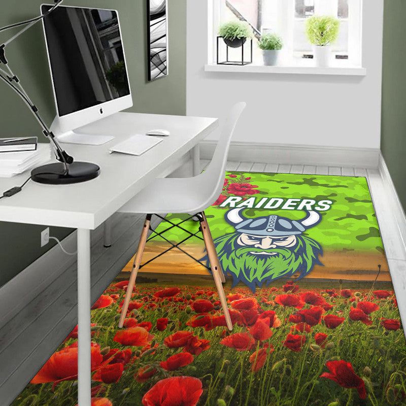 Canberra Raiders ANZAC 2022 Area Rug Poppy Flowers Vibes - Vibe Hoodie Shop