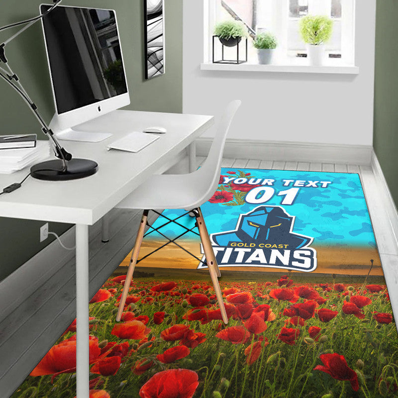 (Custom Personalised) Gold Coast Titans ANZAC 2022 Area Rug Poppy Flowers Vibes - Vibe Hoodie Shop