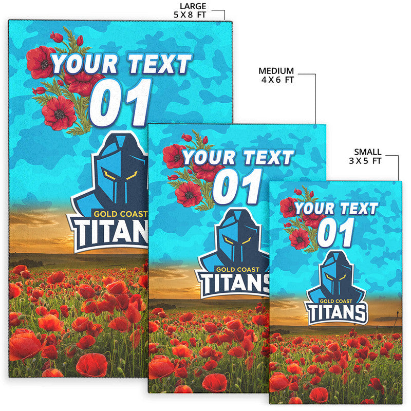 (Custom Personalised) Gold Coast Titans ANZAC 2022 Area Rug Poppy Flowers Vibes - Vibe Hoodie Shop