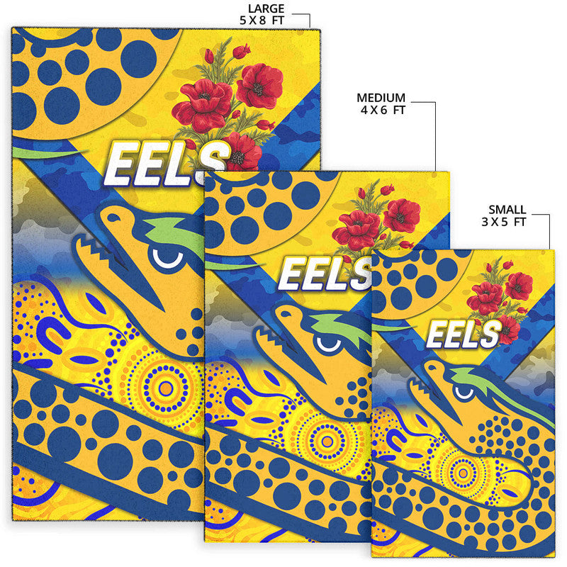 Parramatta Eels ANZAC 2022 Area Rug Indigenous Vibes - Gold - Vibe Hoodie Shop