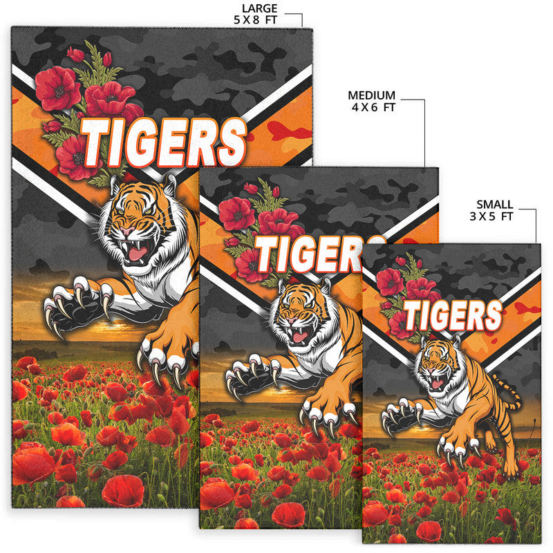 Wests Tigers ANZAC 2022 Area Rug Poppy Flowers Vibes - Vibe Hoodie Shop