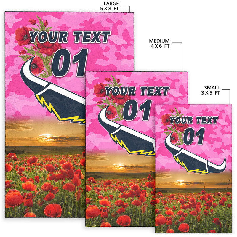 (Custom Personalised) North Queensland Cowboys ANZAC 2022 Area Rug Poppy Flowers Vibes - Pink - Vibe Hoodie Shop