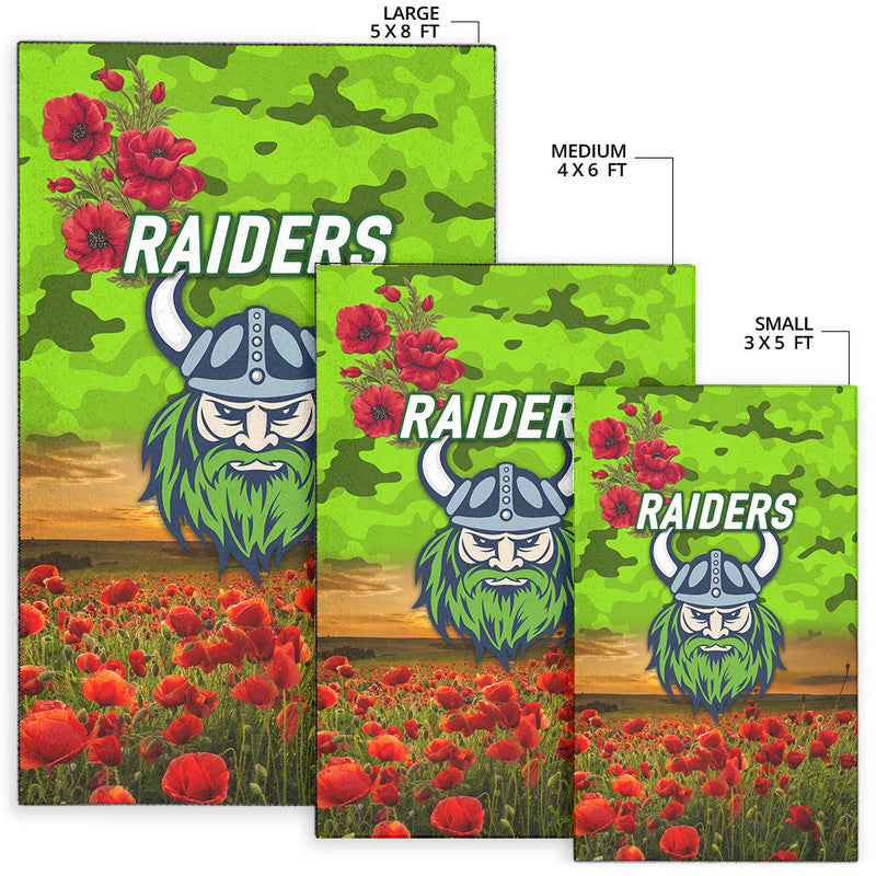 Canberra Raiders ANZAC 2022 Area Rug Poppy Flowers Vibes - Vibe Hoodie Shop