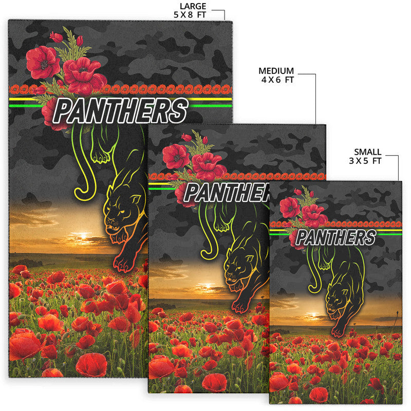 Penrith Panthers ANZAC 2022 Area Rug Poppy Flowers Vibes - Black - Vibe Hoodie Shop