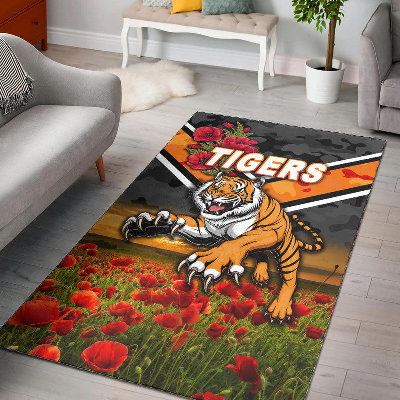 Wests Tigers ANZAC 2022 Area Rug Poppy Flowers Vibes - Vibe Hoodie Shop