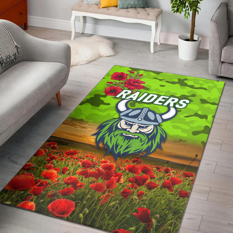 Canberra Raiders ANZAC 2022 Area Rug Poppy Flowers Vibes - Vibe Hoodie Shop