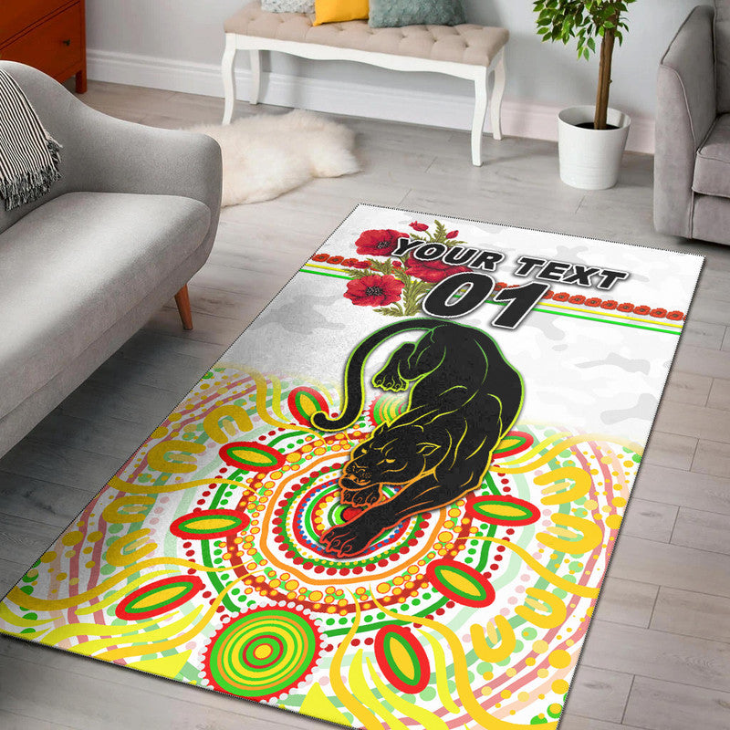 (Custom Personalised) Penrith Panthers ANZAC 2022 Area Rug Indigenous Vibes - White - Vibe Hoodie Shop