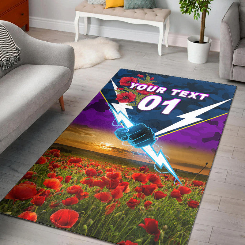 (Custom Personalised) Melbourne Storm ANZAC 2022 Area Rug Poppy Flowers Vibes - Vibe Hoodie Shop