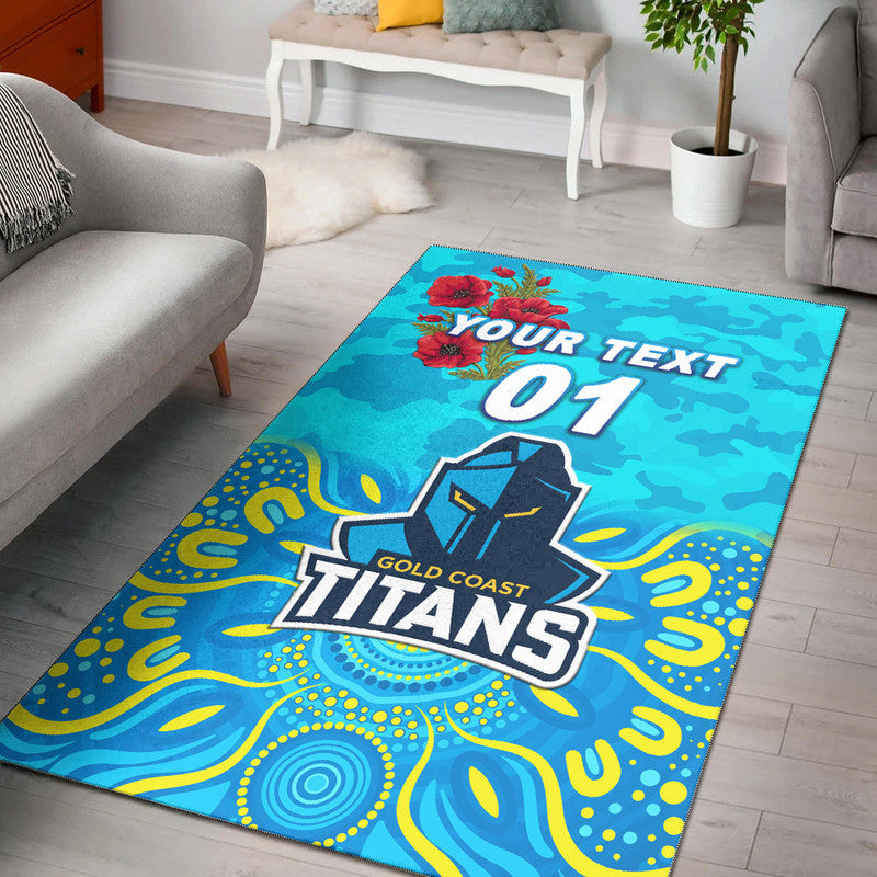 (Custom Personalised) Gold Coast Titans ANZAC 2022 Area Rug Indigenous Vibes - Vibe Hoodie Shop