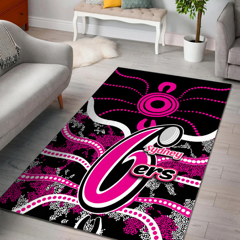 Sydney Sixers Area Rug Cricket Dot Aboriginal - Vibe Hoodie Shop