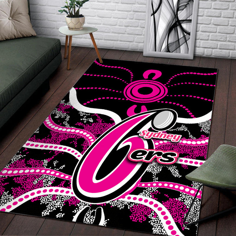 Sydney Sixers Area Rug Cricket Dot Aboriginal - Vibe Hoodie Shop