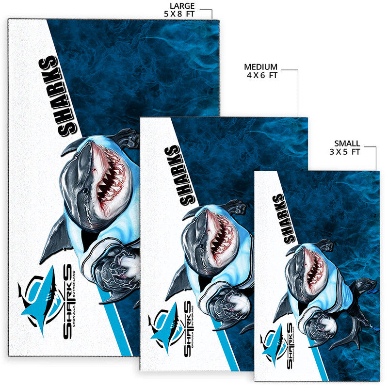 NRL Area Rug- Sharks Fire Style - Vibe Hoodie Shop