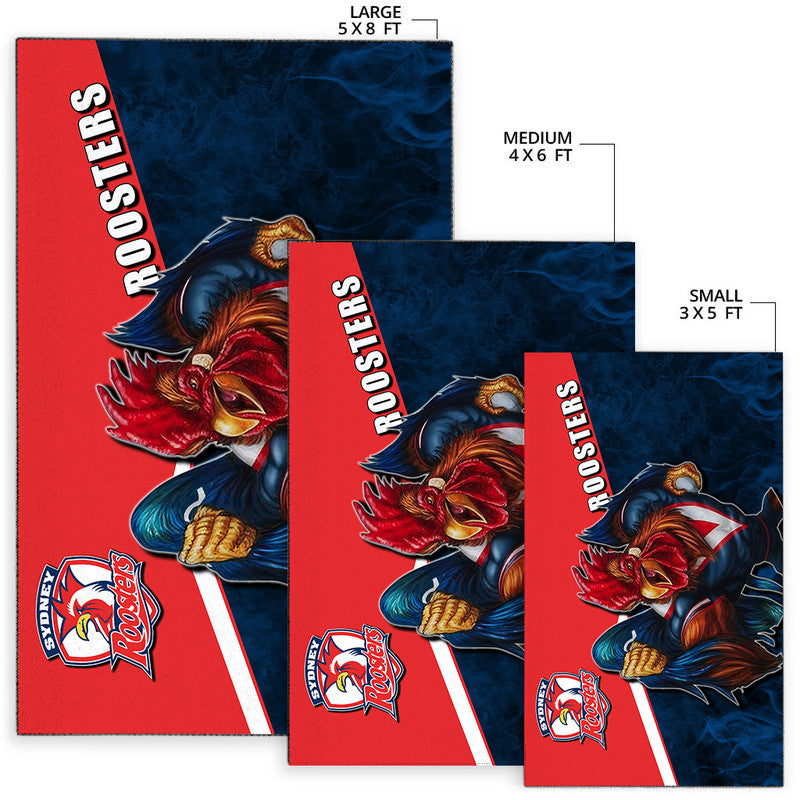 NRL Area Rug- Roosters Fire Style - Vibe Hoodie Shop