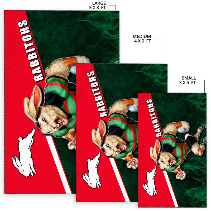 NRL Area Rug- Rabbitohs Fire Style - Vibe Hoodie Shop