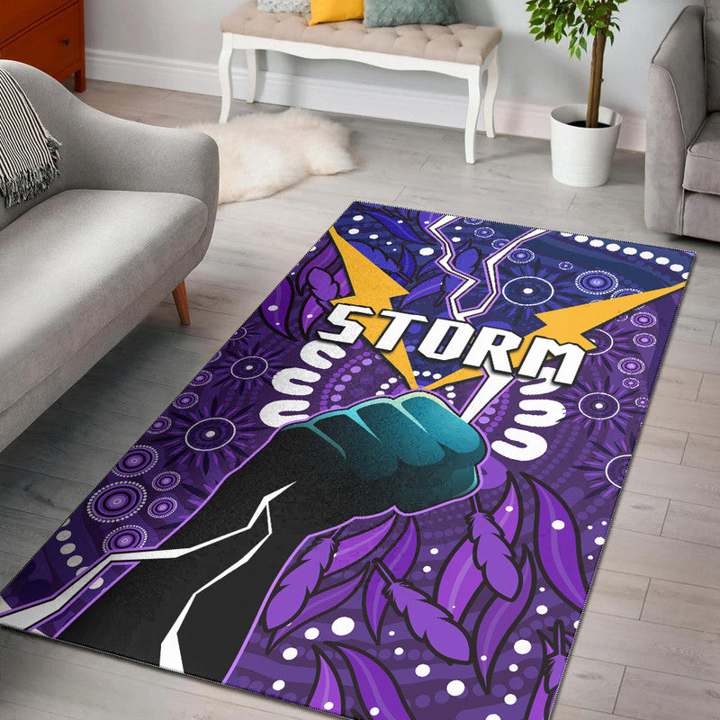 Storm Rugby Area Rug Indigenous With Thunder Go Storm - Vibe Hoodie Shop