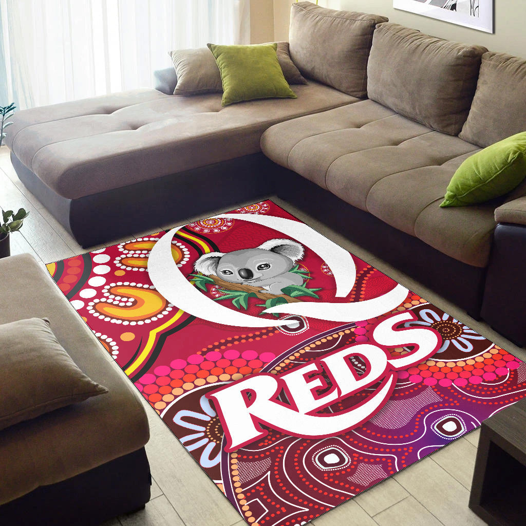 Queensland Reds Aboriginal Area Rug Koala Indigenous Vibes - Vibe Hoodie Shop