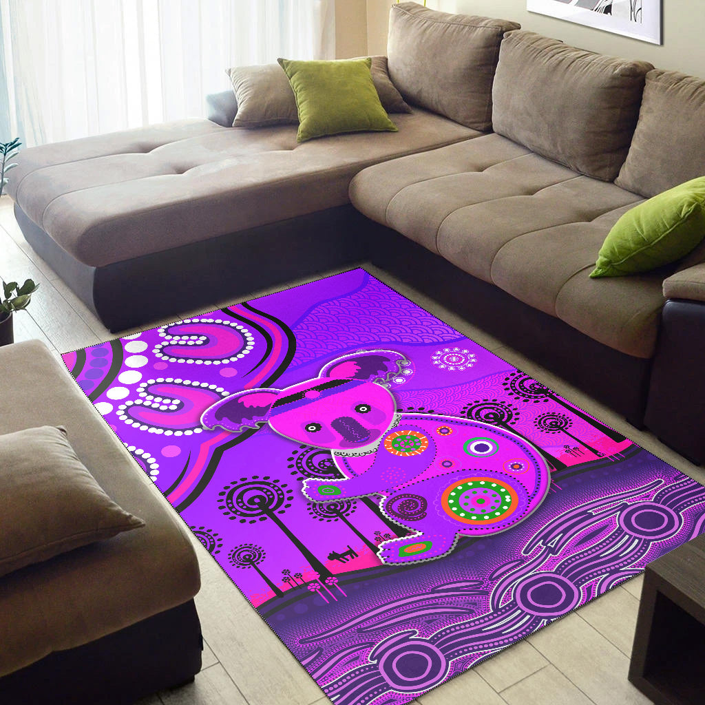 Aboriginal Art Koala Area Rug Indigenous Unique Vibes - Purple - Vibe Hoodie Shop