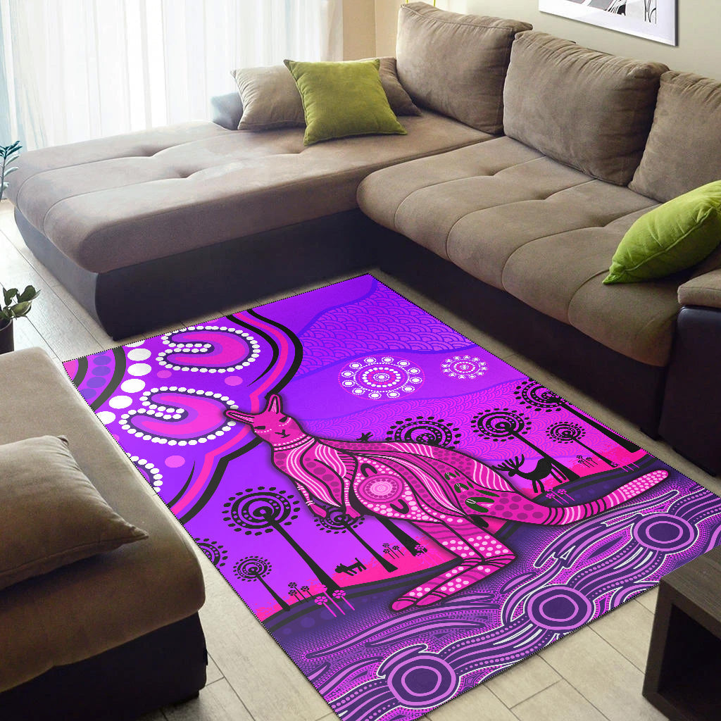 Aboriginal Art Kangaroo Area Rug Indigenous Unique Vibes - Purple - Vibe Hoodie Shop