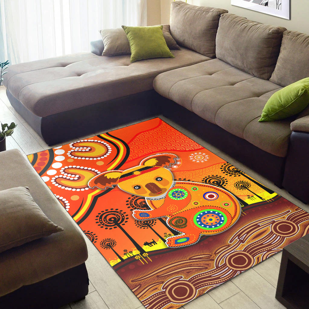 Aboriginal Art Koala Area Rug Indigenous Unique Vibes - Orange - Vibe Hoodie Shop