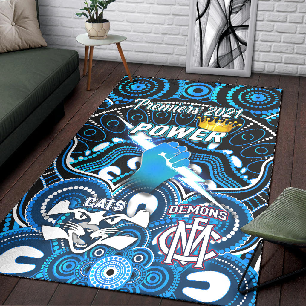 Port Adelaide Power Indigenous Area Rug Football 2021 Premiers - The King - Vibe Hoodie Shop