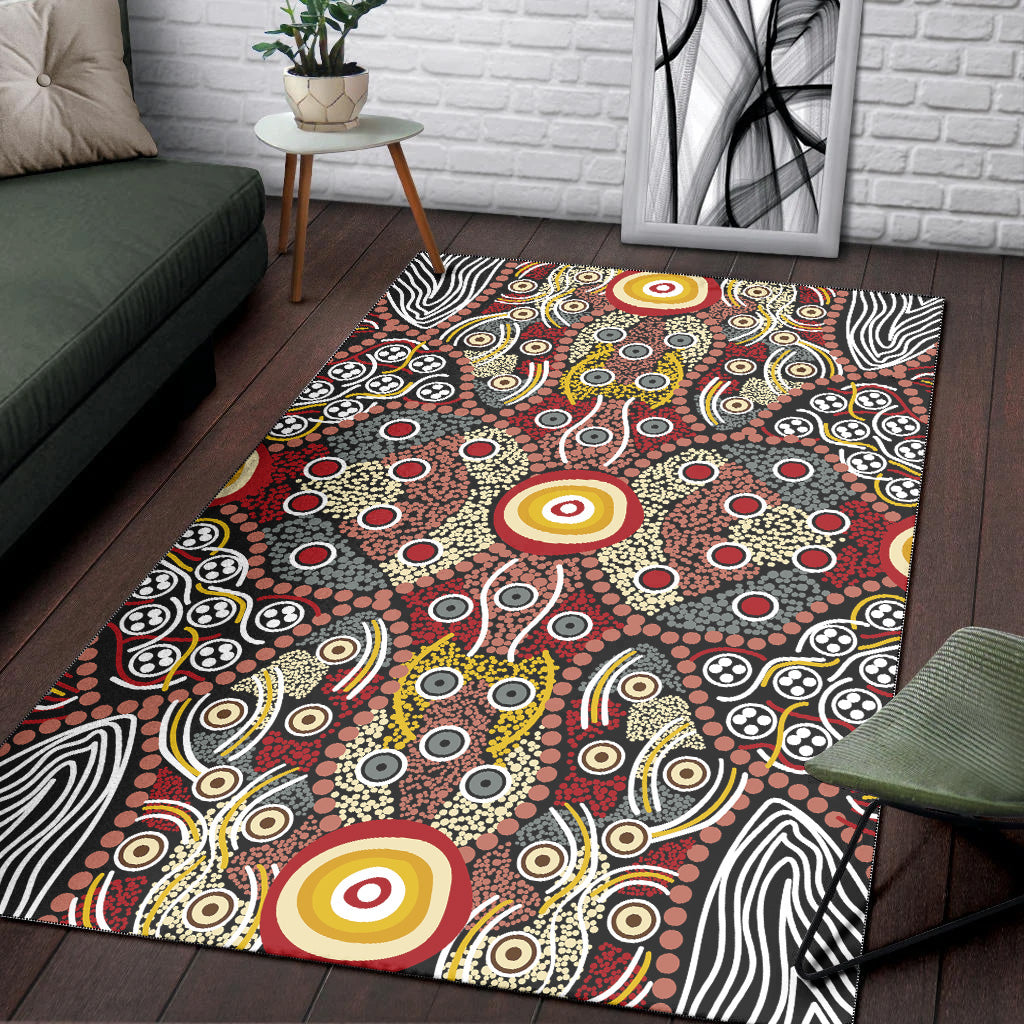 Aboriginal Art Dot Vibes Area Rug Indigenous - NO.1 - Vibe Hoodie Shop