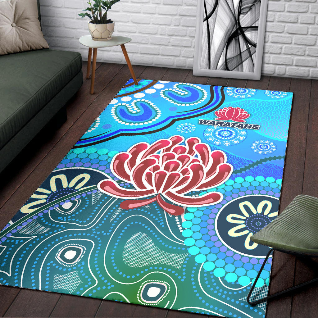 New South Wales Waratahs Aboriginal Area Rug Indigenous Wave Vibes - Vibe Hoodie Shop