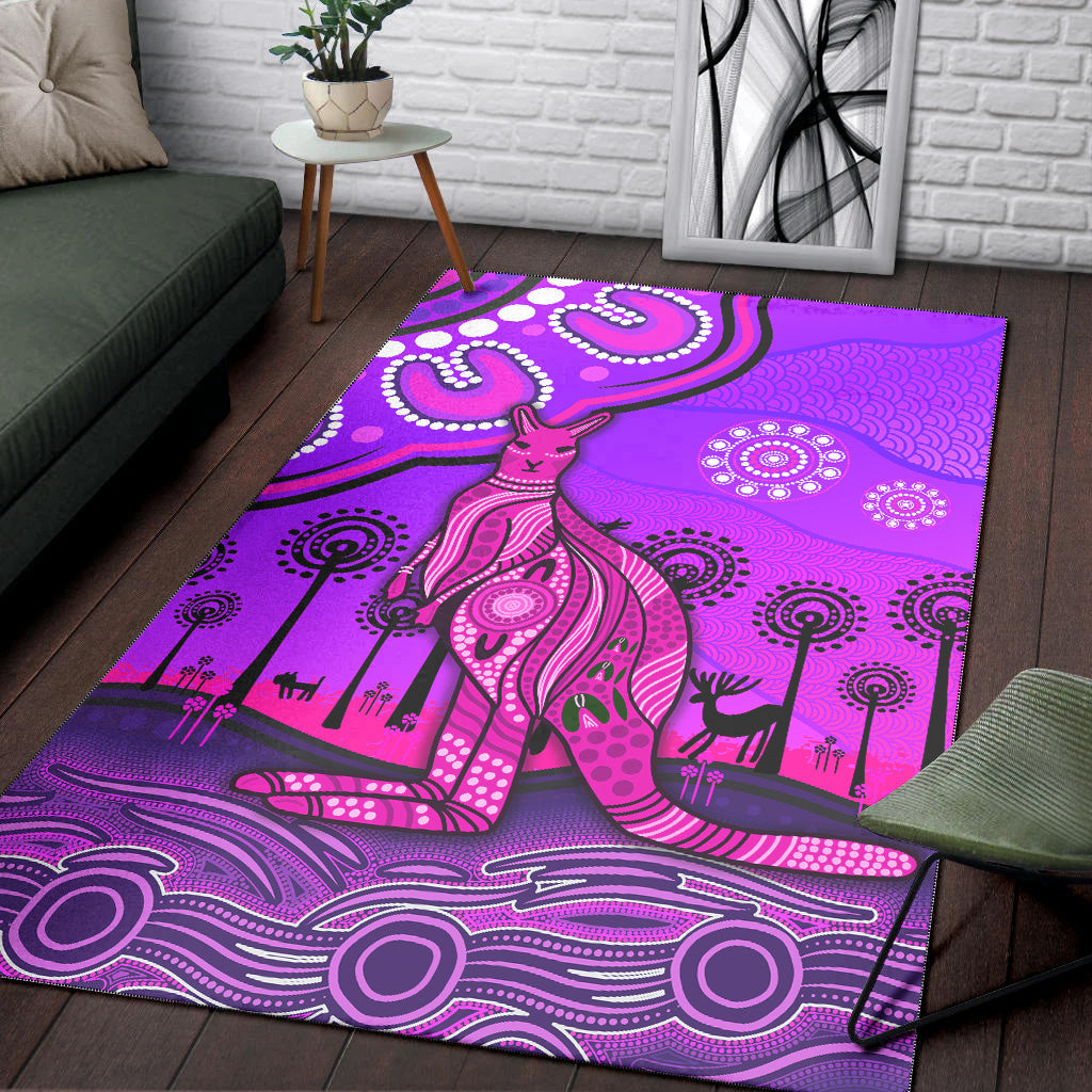 Aboriginal Art Kangaroo Area Rug Indigenous Unique Vibes - Purple - Vibe Hoodie Shop