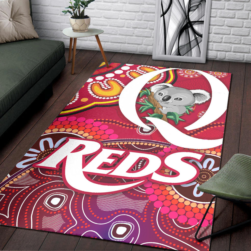 Queensland Reds Aboriginal Area Rug Koala Indigenous Vibes - Vibe Hoodie Shop