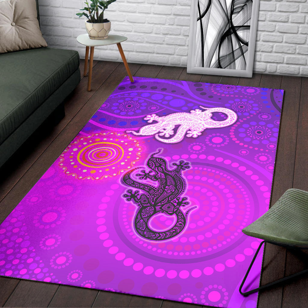 Aboriginal Art Lizards Area Rug Indigenous Unique Vibes - Vibe Hoodie Shop