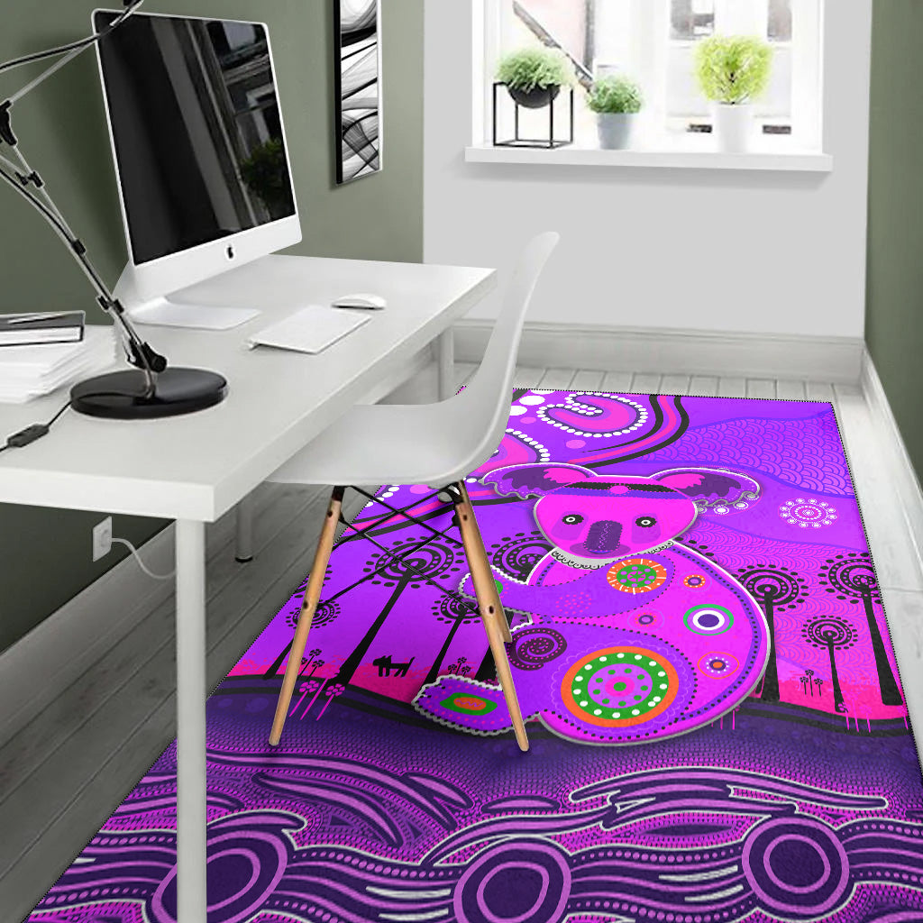 Aboriginal Art Koala Area Rug Indigenous Unique Vibes - Purple - Vibe Hoodie Shop