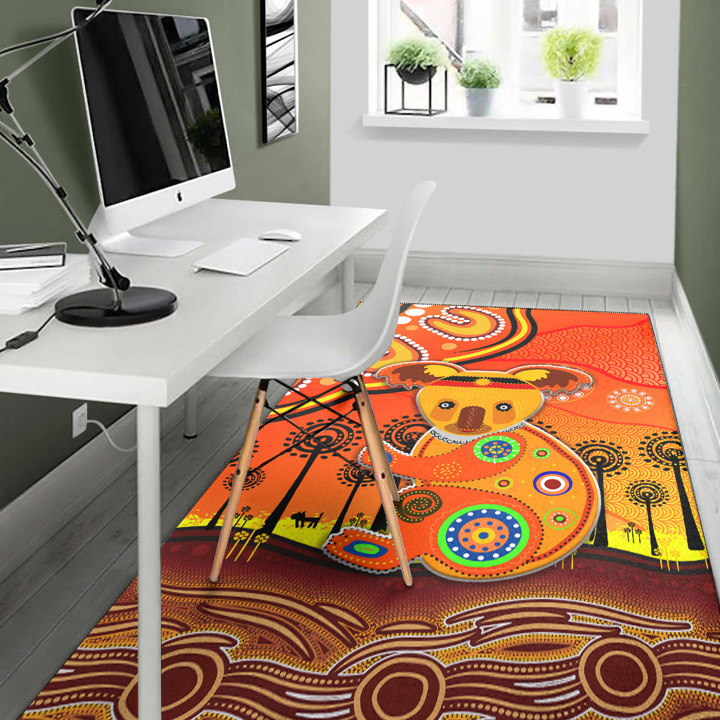 Aboriginal Art Koala Area Rug Indigenous Unique Vibes - Orange - Vibe Hoodie Shop