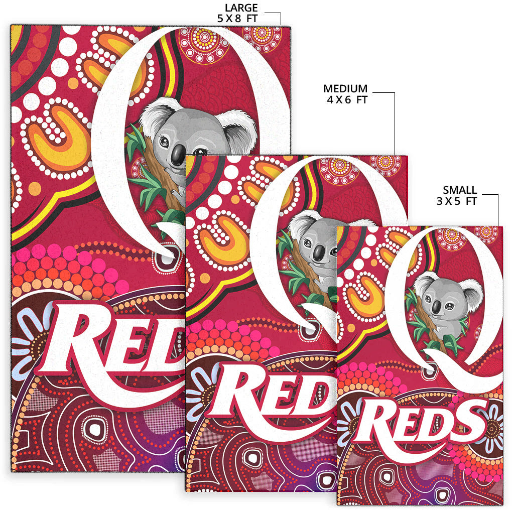 Queensland Reds Aboriginal Area Rug Koala Indigenous Vibes - Vibe Hoodie Shop