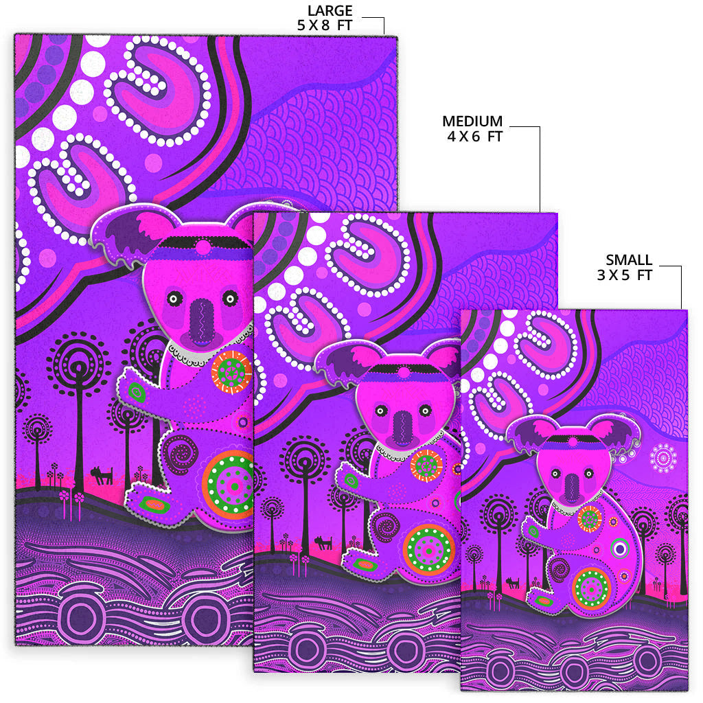 Aboriginal Art Koala Area Rug Indigenous Unique Vibes - Purple - Vibe Hoodie Shop