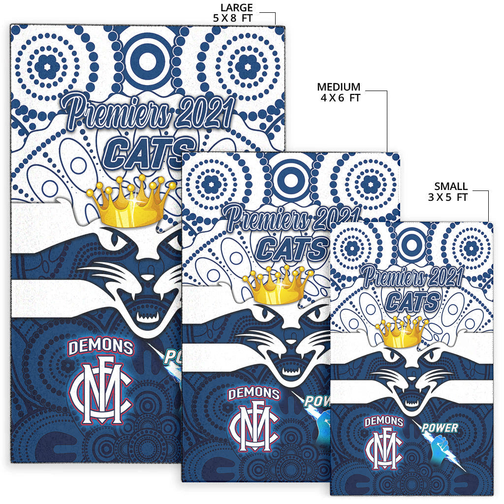 Geelong Cats Indigenous Area Rug Football 2021 Premiers - The King - Vibe Hoodie Shop