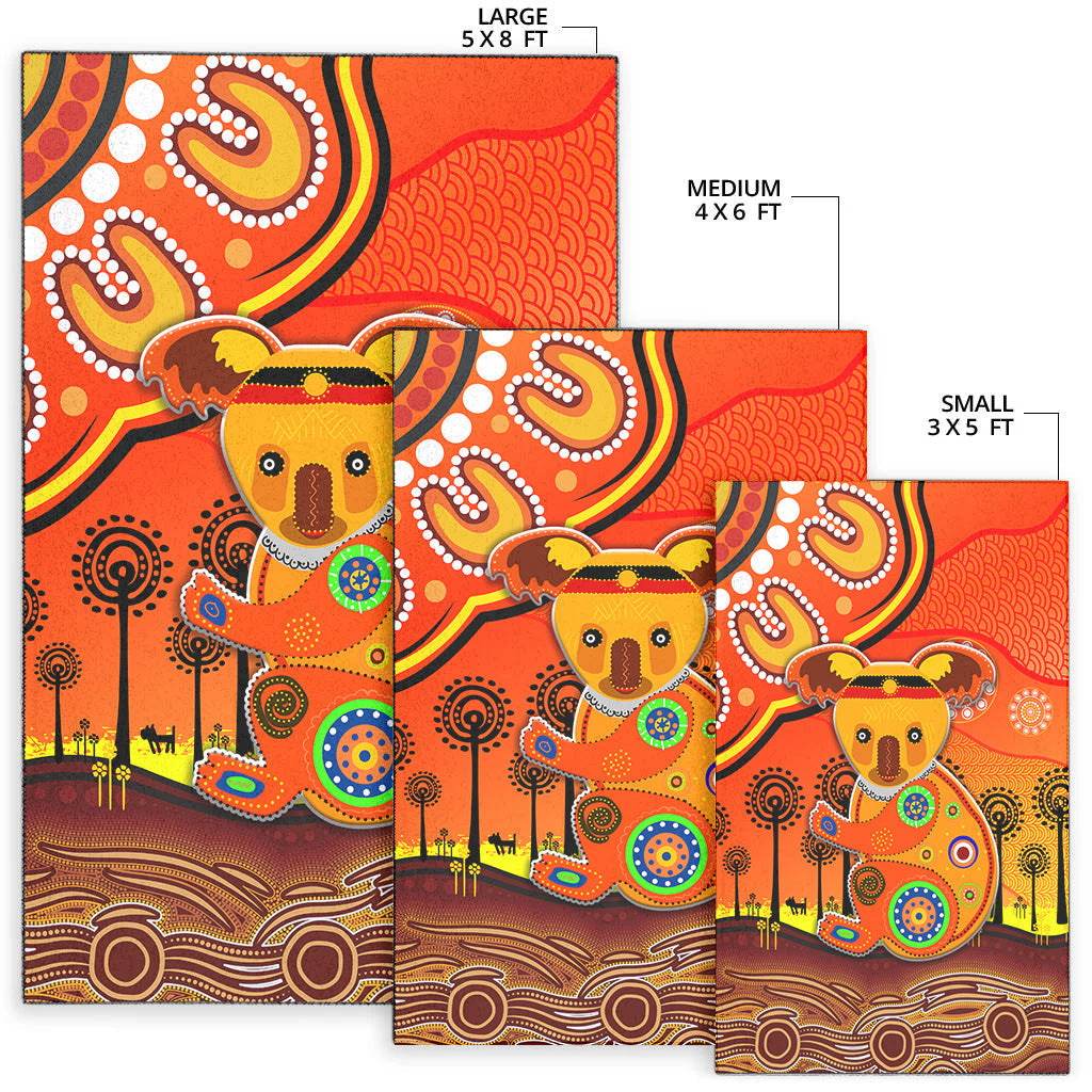 Aboriginal Art Koala Area Rug Indigenous Unique Vibes - Orange - Vibe Hoodie Shop