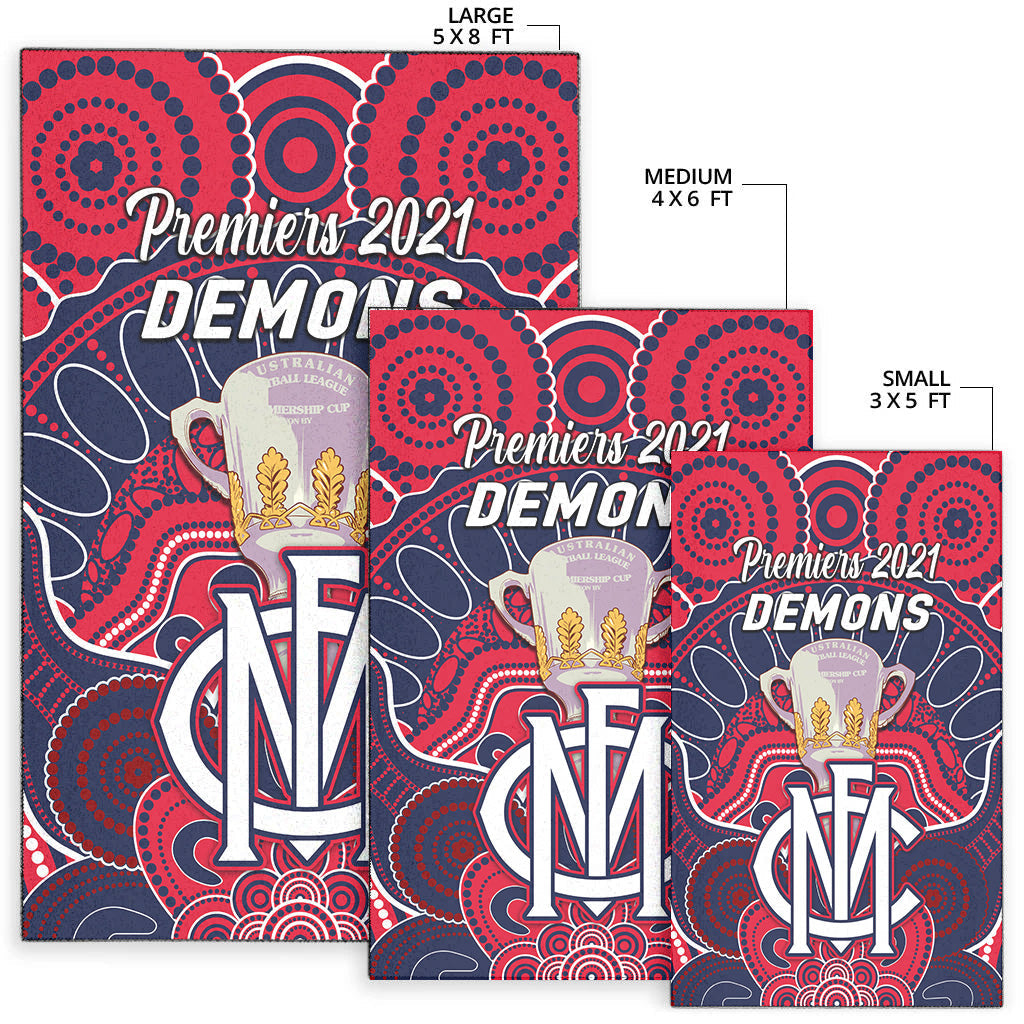 Melbourne Demons Indigenous Area Rug Football 2021 Premiers - Trophy - Vibe Hoodie Shop