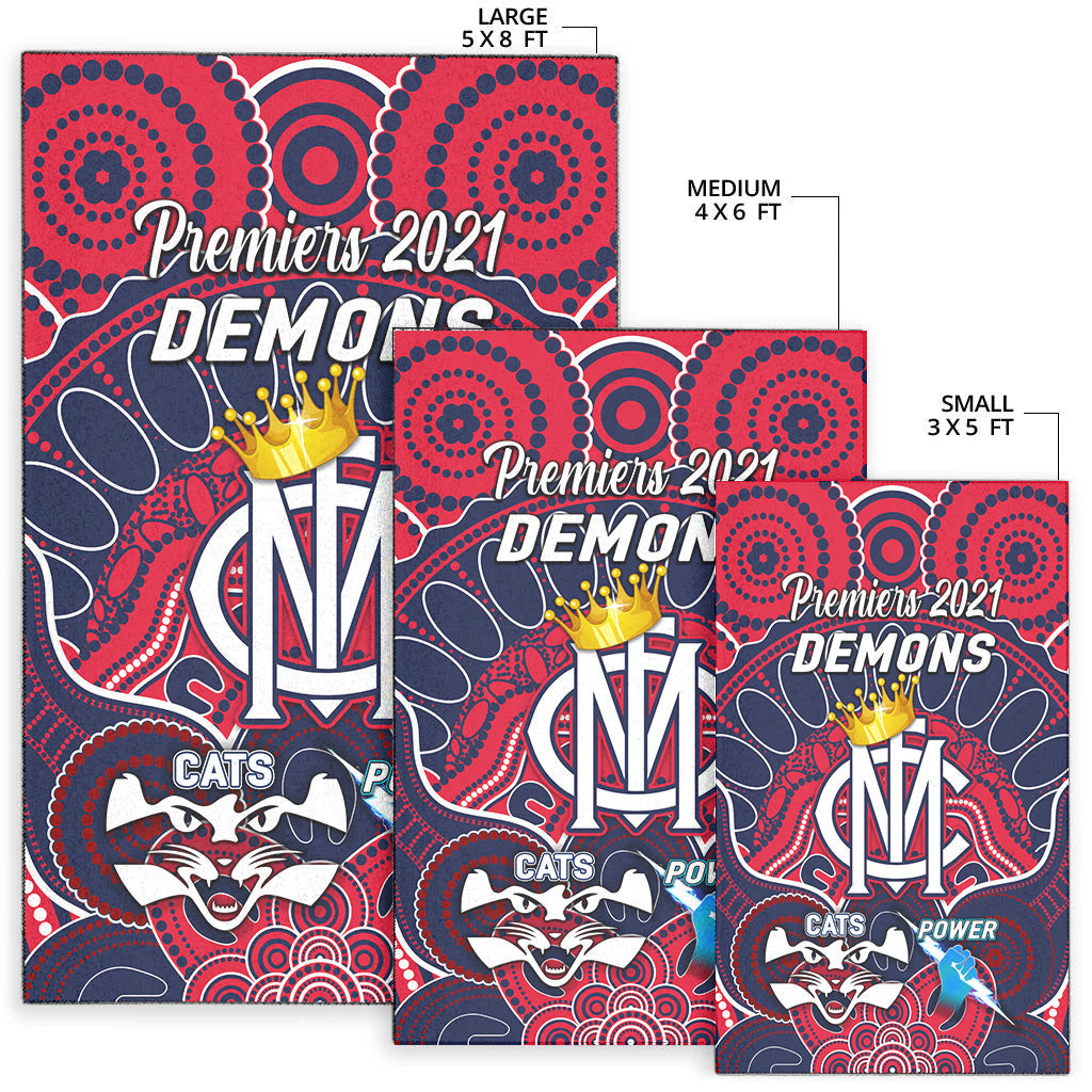 Melbourne Demons Indigenous Area Rug Football 2021 Premiers - The King - Vibe Hoodie Shop