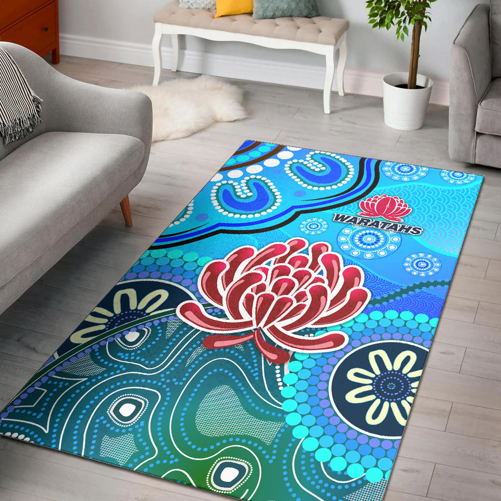 New South Wales Waratahs Aboriginal Area Rug Indigenous Wave Vibes - Vibe Hoodie Shop