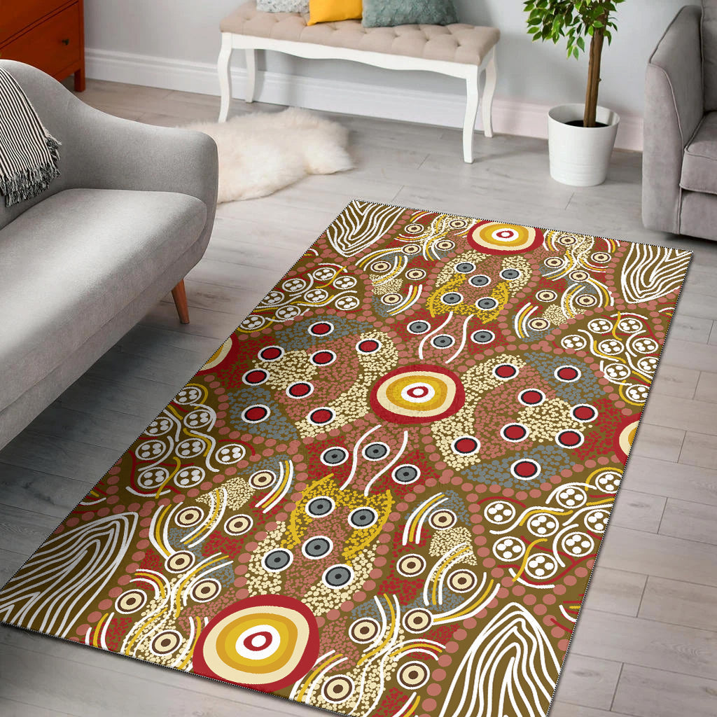 Aboriginal Art Dot Vibes Area Rug Indigenous - NO.2 - Vibe Hoodie Shop