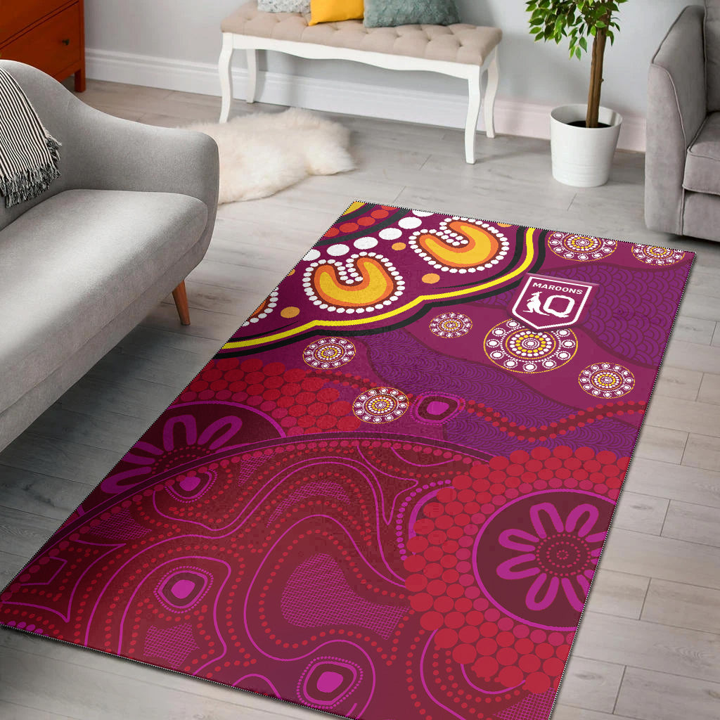 Queensland Maroons Aboriginal Area Rug Indigenous Vibes - Vibe Hoodie Shop