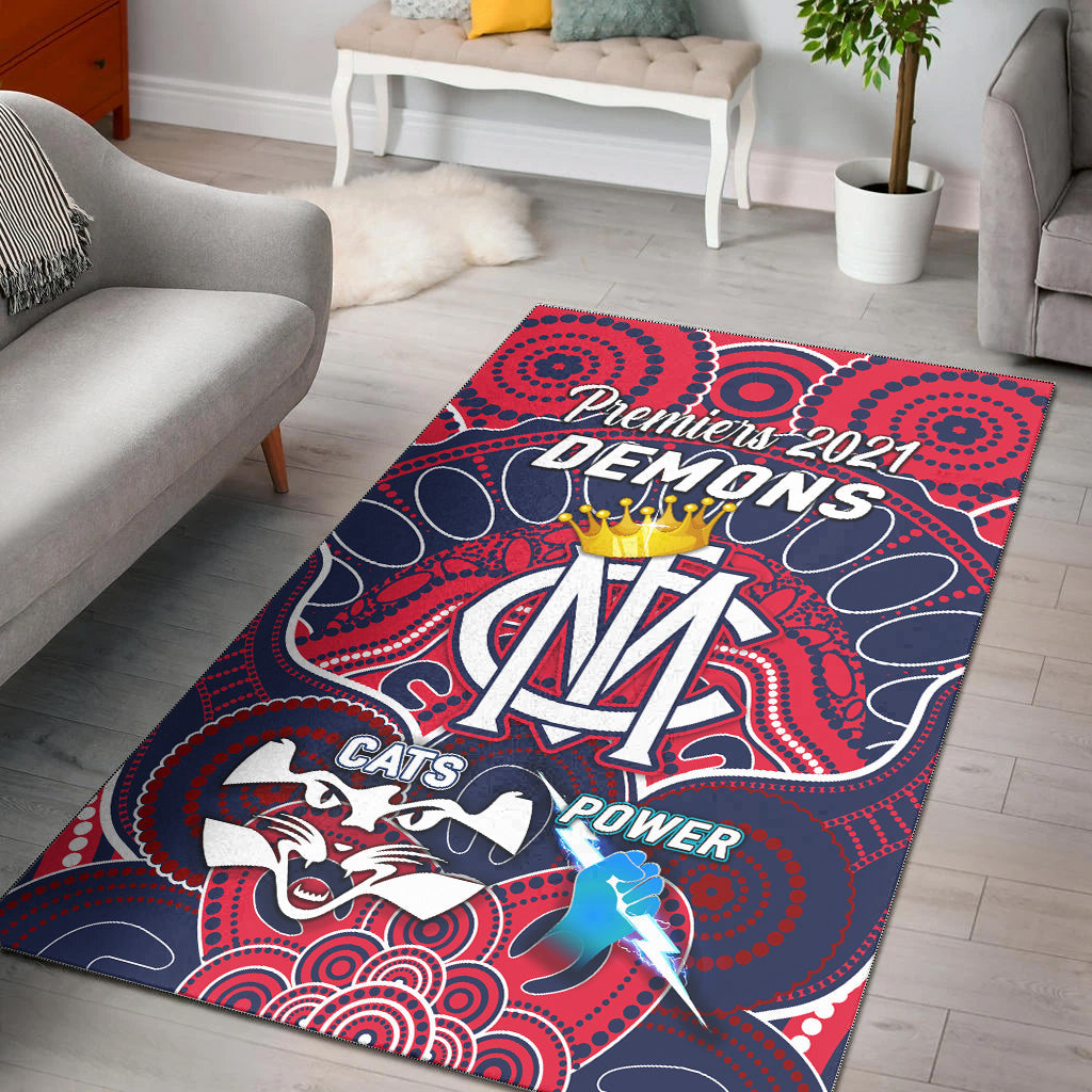 Melbourne Demons Indigenous Area Rug Football 2021 Premiers - The King - Vibe Hoodie Shop