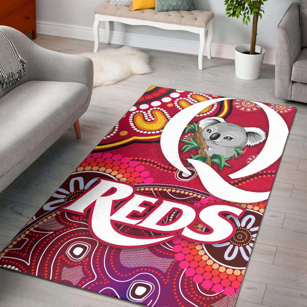 Queensland Reds Aboriginal Area Rug Koala Indigenous Vibes - Vibe Hoodie Shop