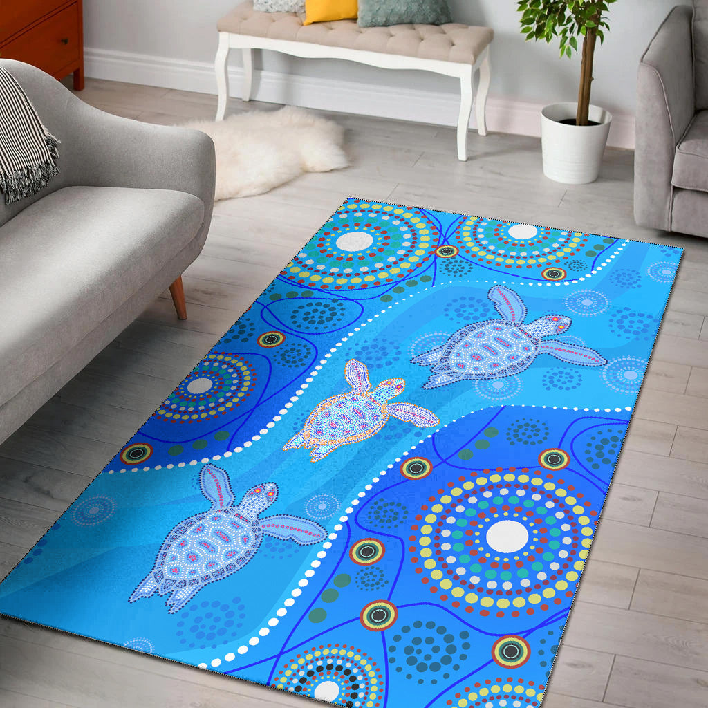 Aboriginal Art Turtle Area Rug Indigenous Simple Vibes - Vibe Hoodie Shop