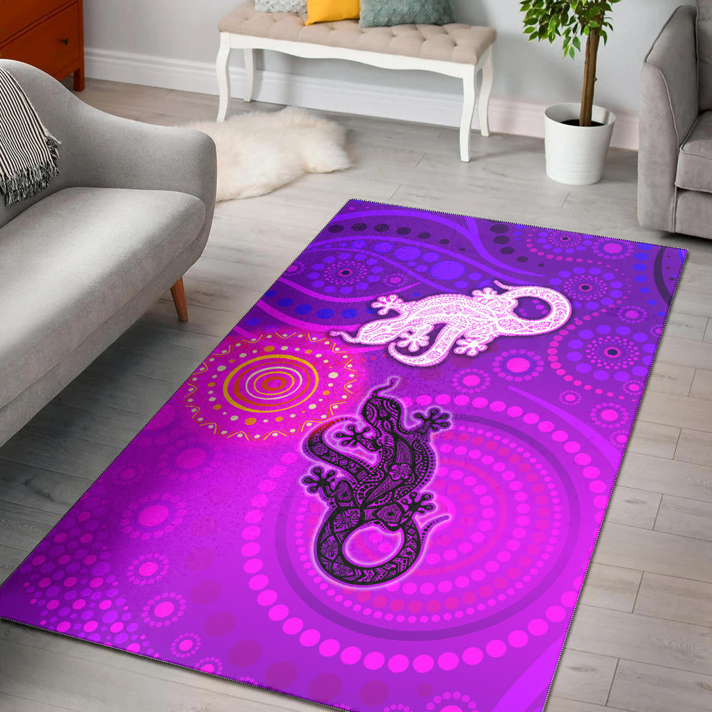 Aboriginal Art Lizards Area Rug Indigenous Unique Vibes - Vibe Hoodie Shop